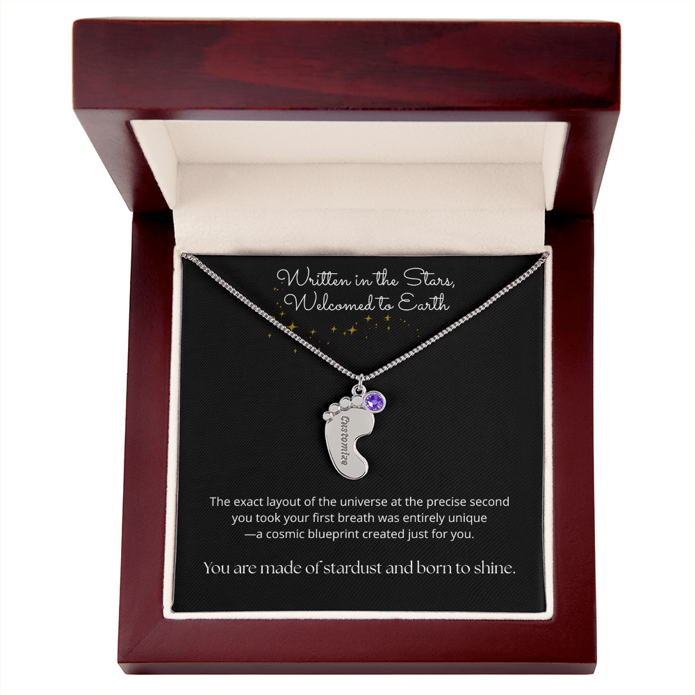 The "Cosmic Birth Alignment" Baby Feet Necklace