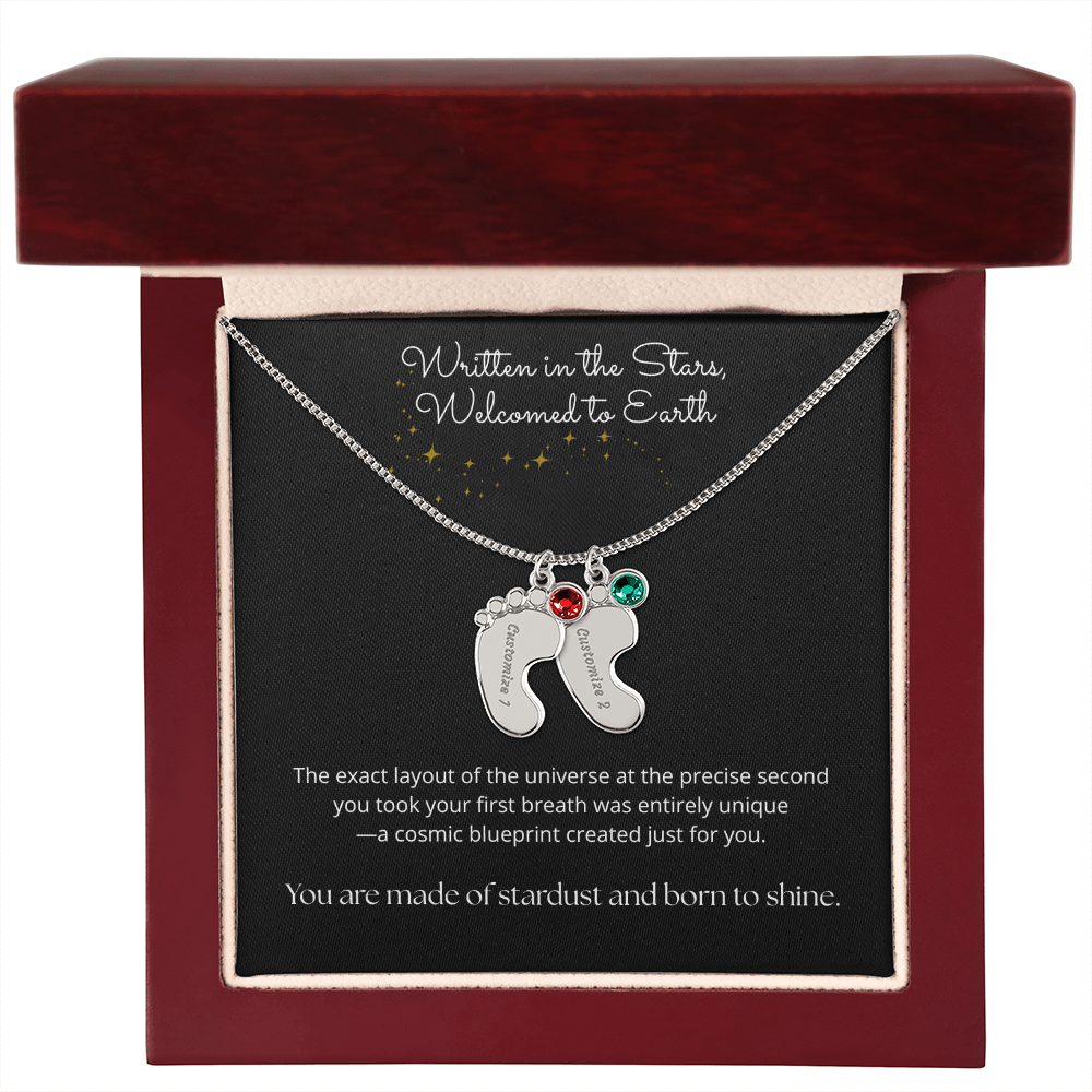 The "Cosmic Birth Alignment" Baby Feet Necklace