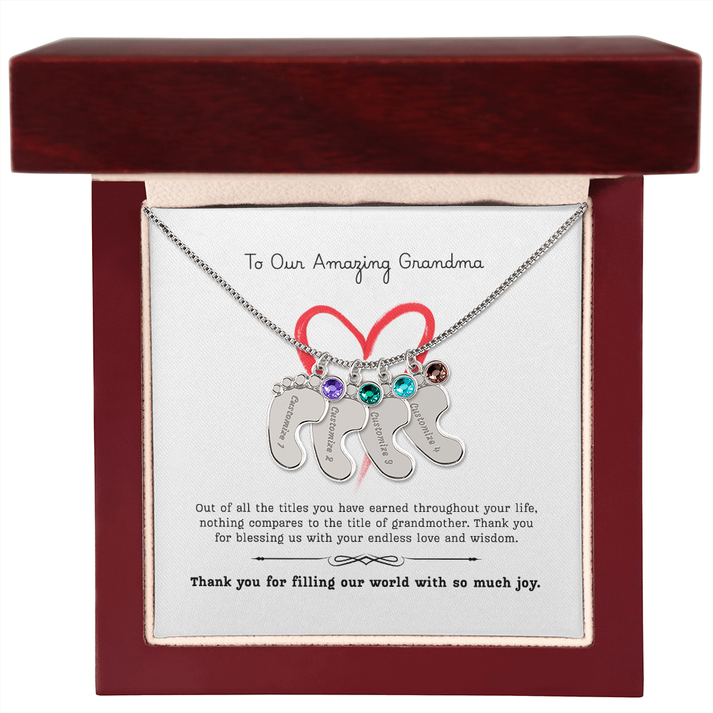 The "Grandmother's Legacy" Baby Feet Birthstone Necklace