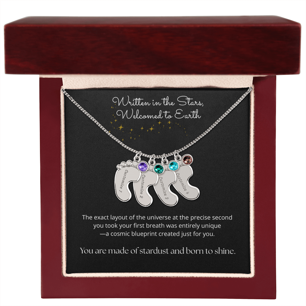 The "Cosmic Birth Alignment" Baby Feet Necklace
