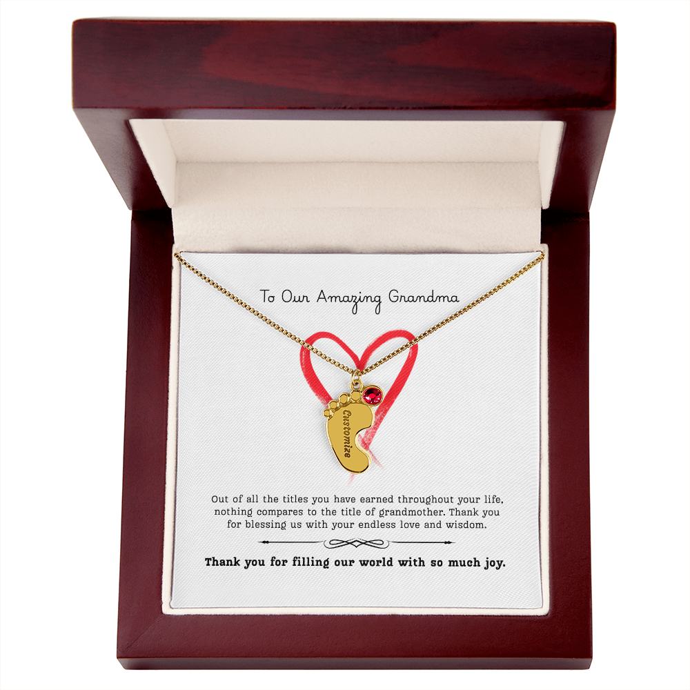 The "Grandmother's Legacy" Baby Feet Birthstone Necklace