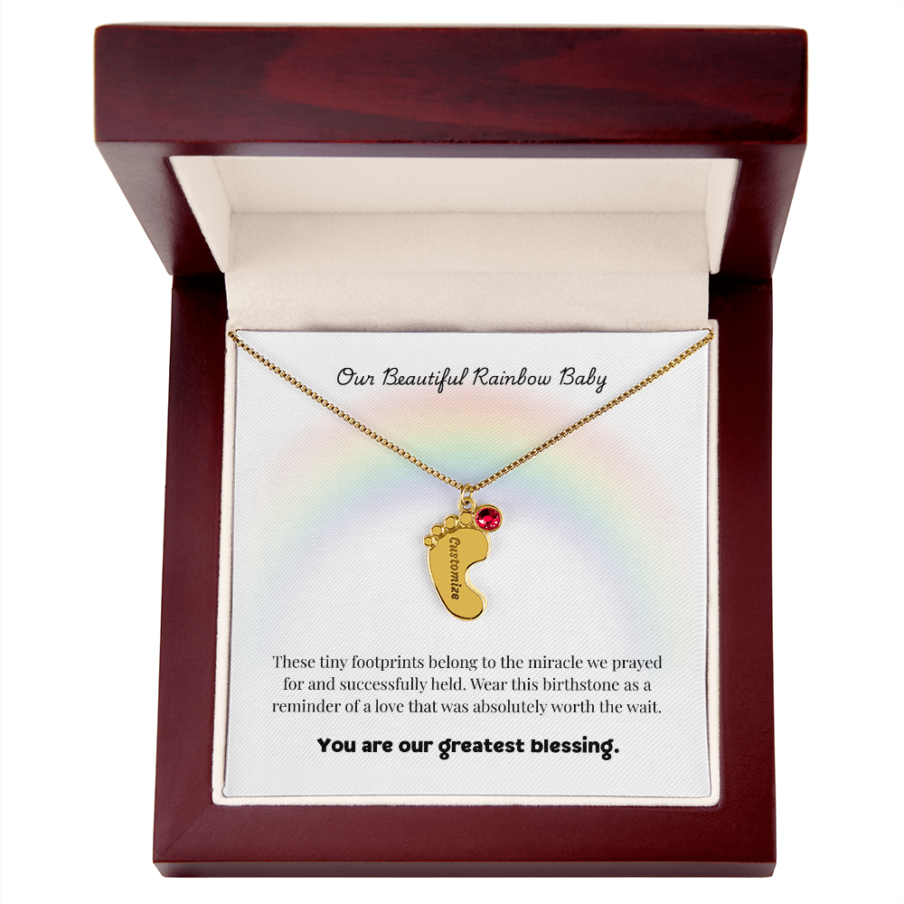 The "Rainbow Baby Blessing" Baby Feet Necklace