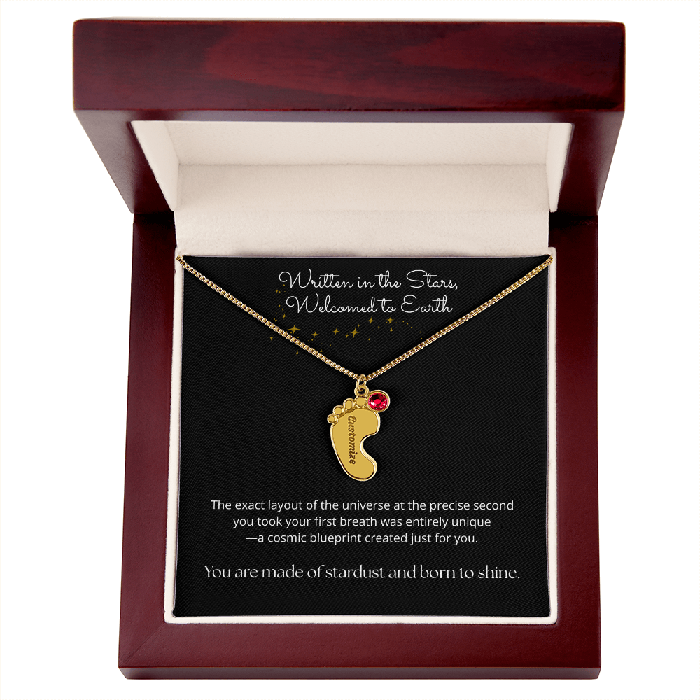 The "Cosmic Birth Alignment" Baby Feet Necklace