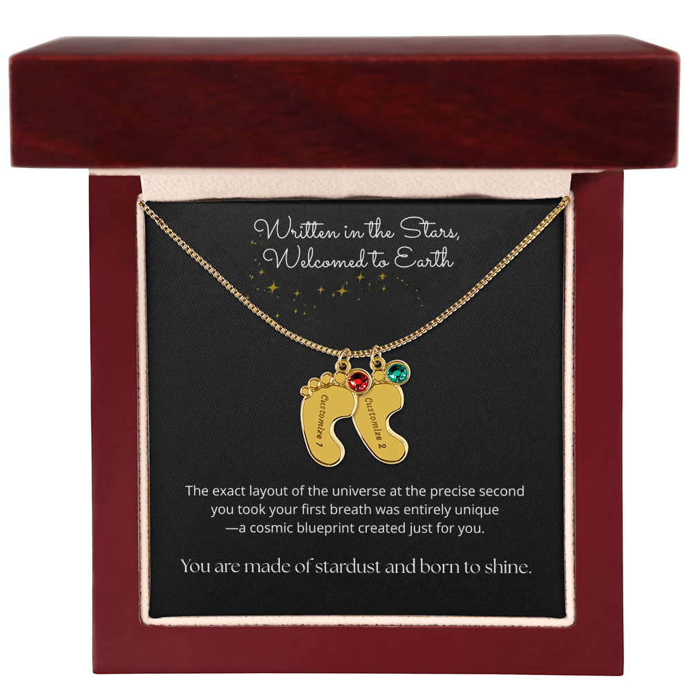 The "Cosmic Birth Alignment" Baby Feet Necklace