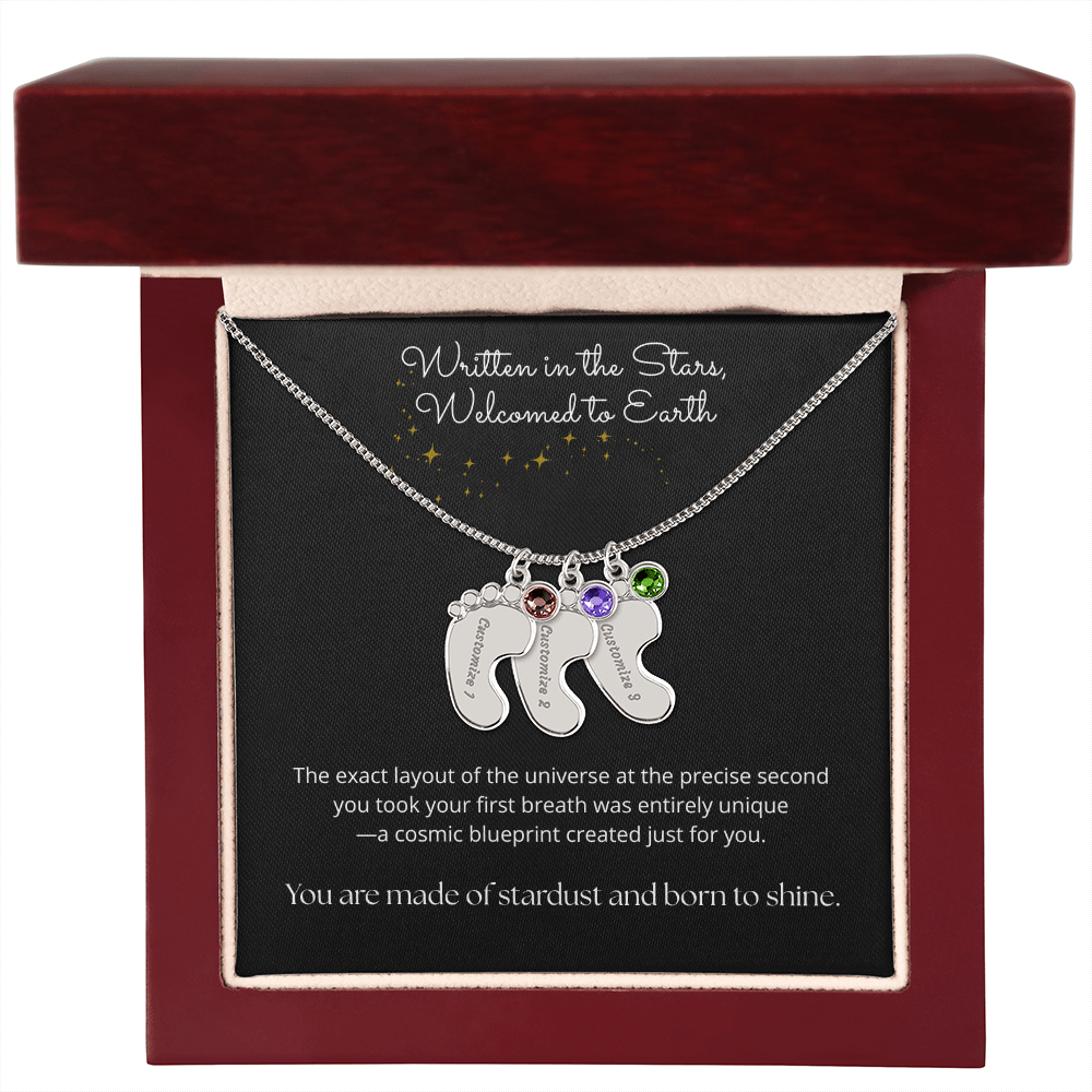 The "Cosmic Birth Alignment" Baby Feet Necklace