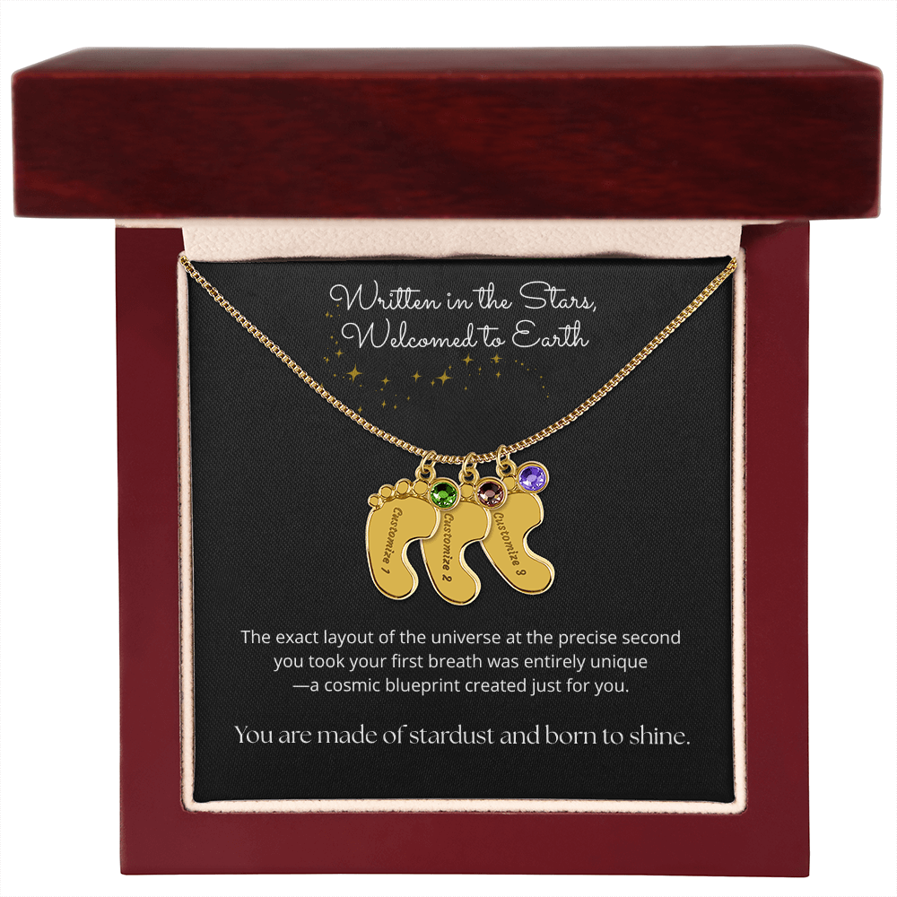 The "Cosmic Birth Alignment" Baby Feet Necklace