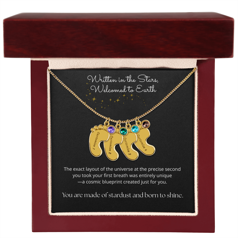 The "Cosmic Birth Alignment" Baby Feet Necklace