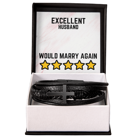 Excellent Husband - Would marry again - Men's Cross Bracelet