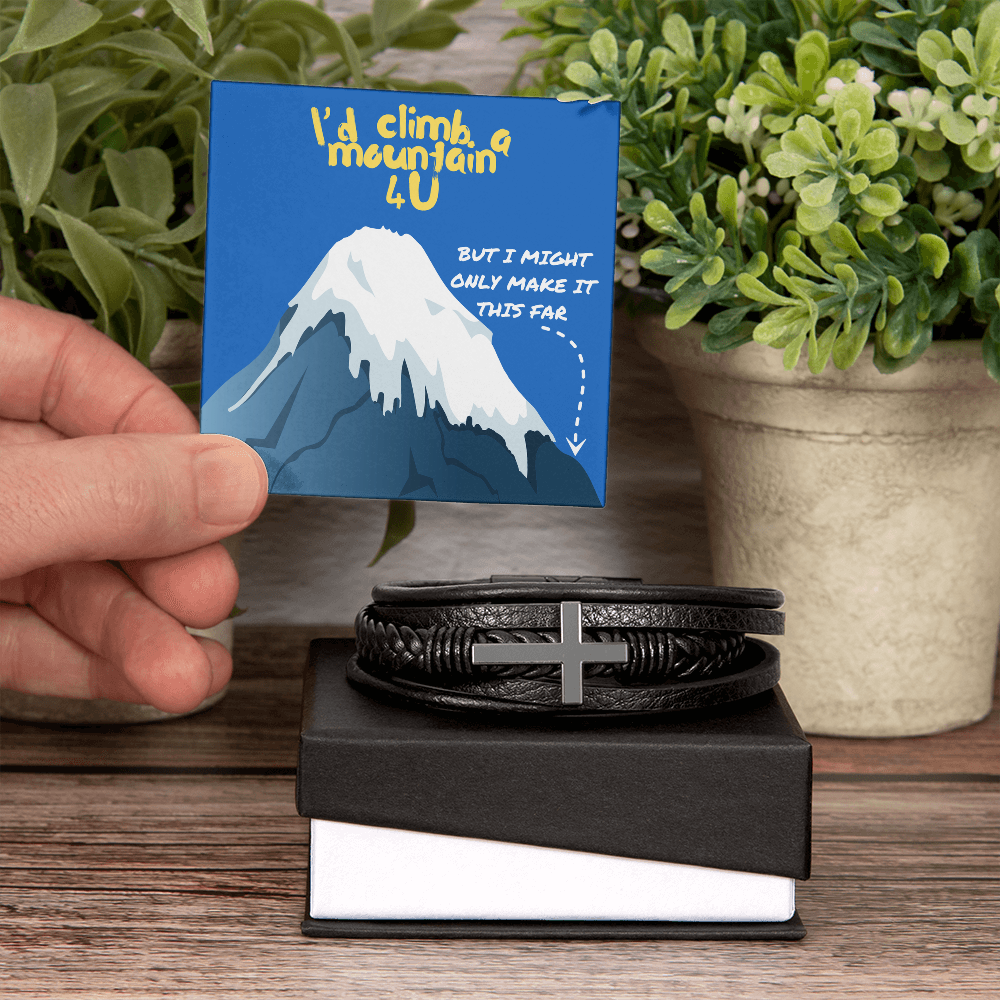 Love - I'd climb a mountain - Men's Cross Bracelet
