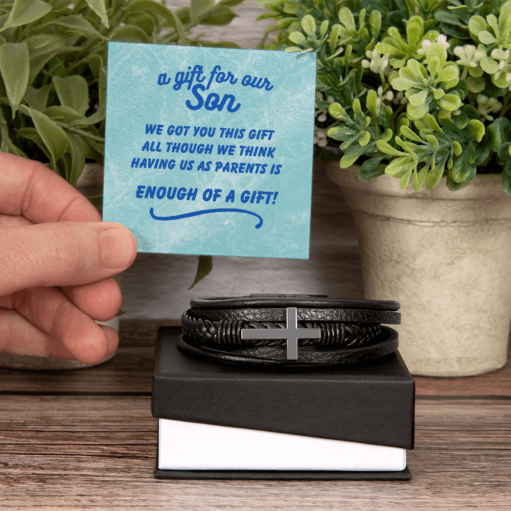 A gift for our son - We got you this - Men's Cross Bracelet