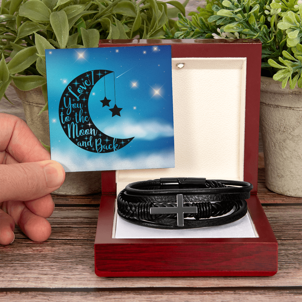 Love - To the moon and back - Men's Cross Bracelet