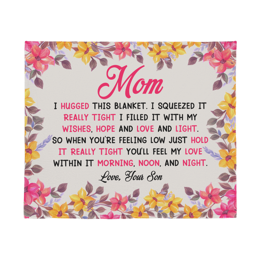 Mom - I hugged - Jersey Fleece Blanket