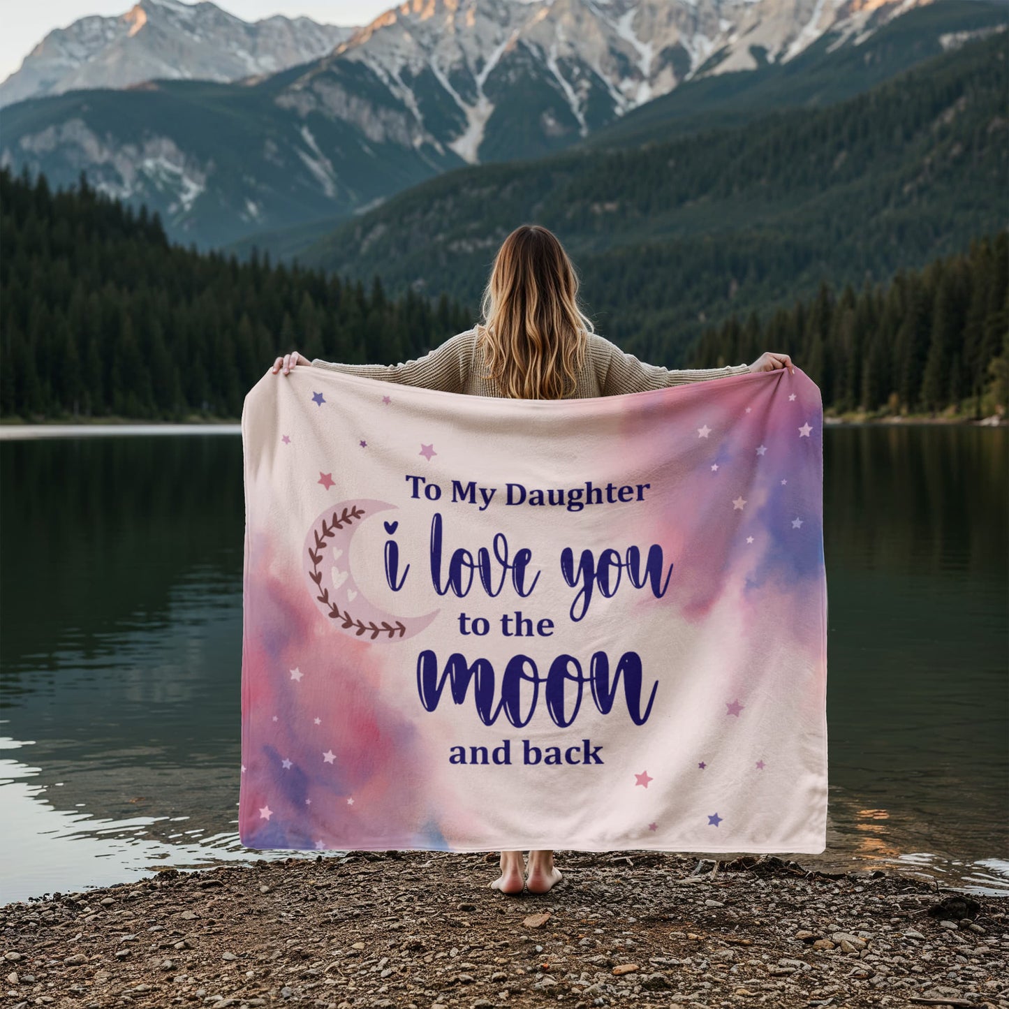 Daughter - I love you - Jersey Fleece Blanket
