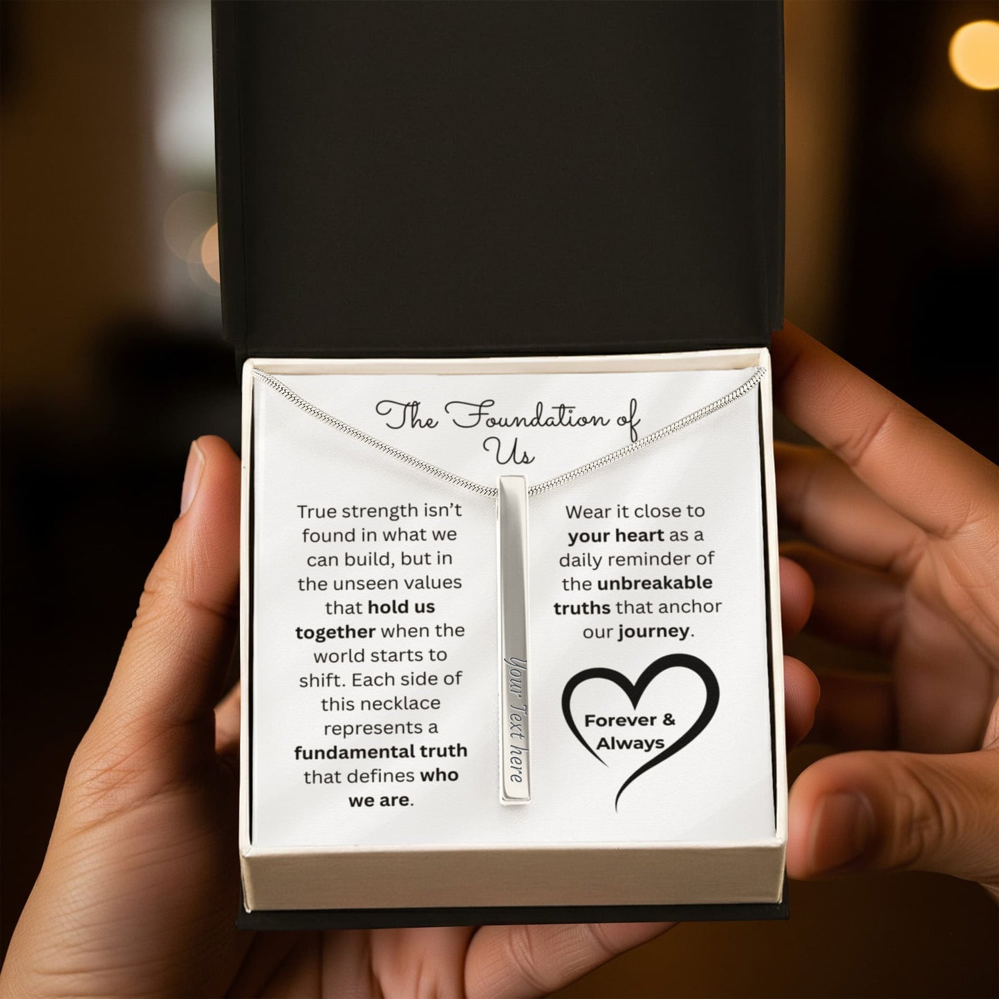 The "Four Pillars Vow" Personalized Vertical Stick Necklace