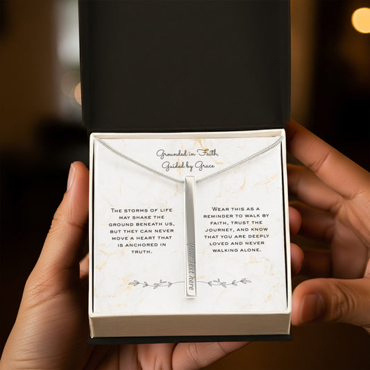 The "Faith & Grace" Personalized Vertical Scriptural Necklace