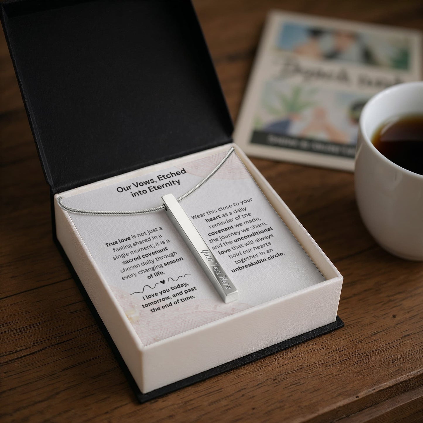 The "Modern Wedding Vow" Custom 4-Sided Anniversary Necklace