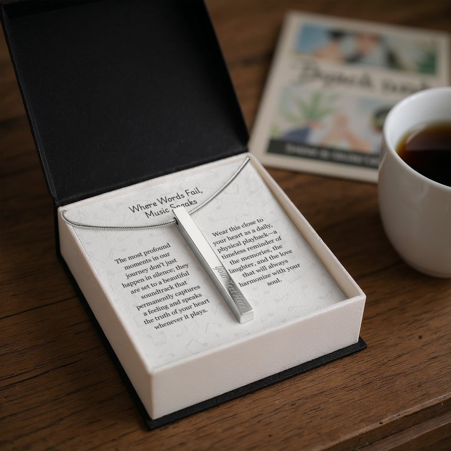 The "Song Lyrics" Custom 4-Sided Music Note Necklace