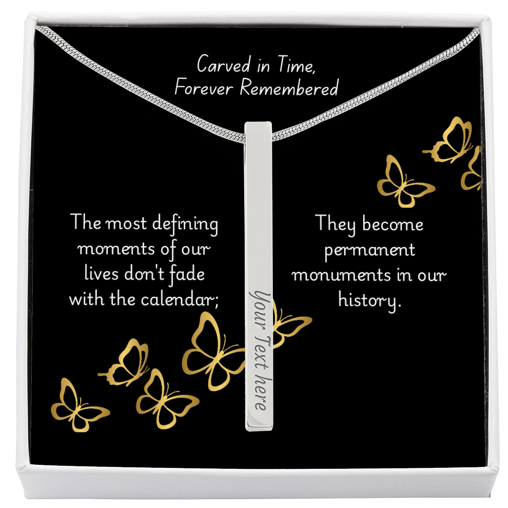 The "Roman Numeral Milestone" Engraved Vertical Stick Necklace
