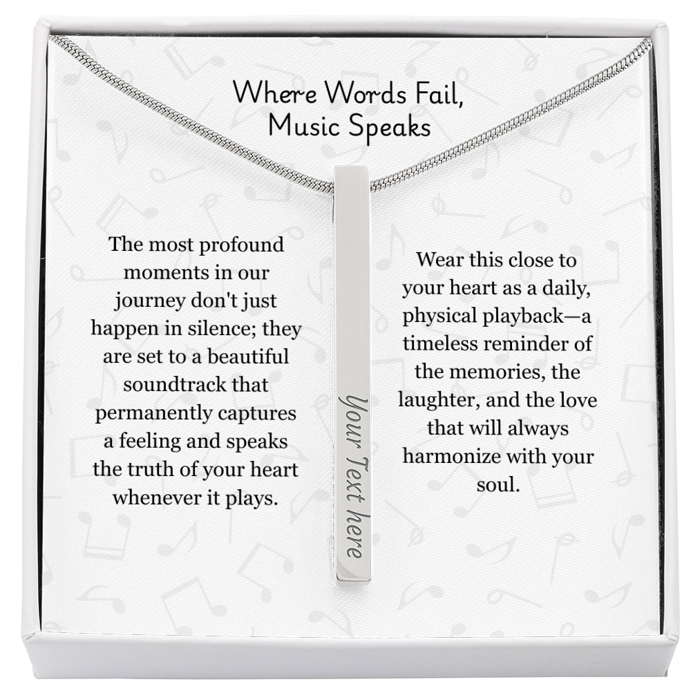 The "Song Lyrics" Custom 4-Sided Music Note Necklace