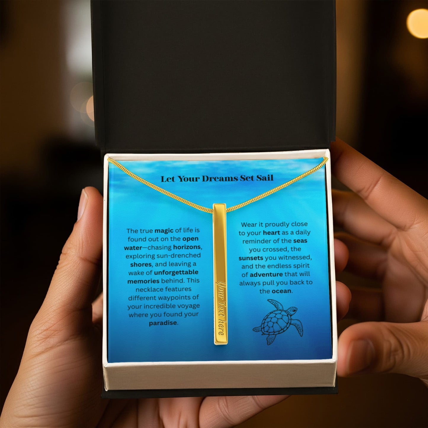The "Cruise Itinerary" Custom 4-Sided Nautical Travel Necklace