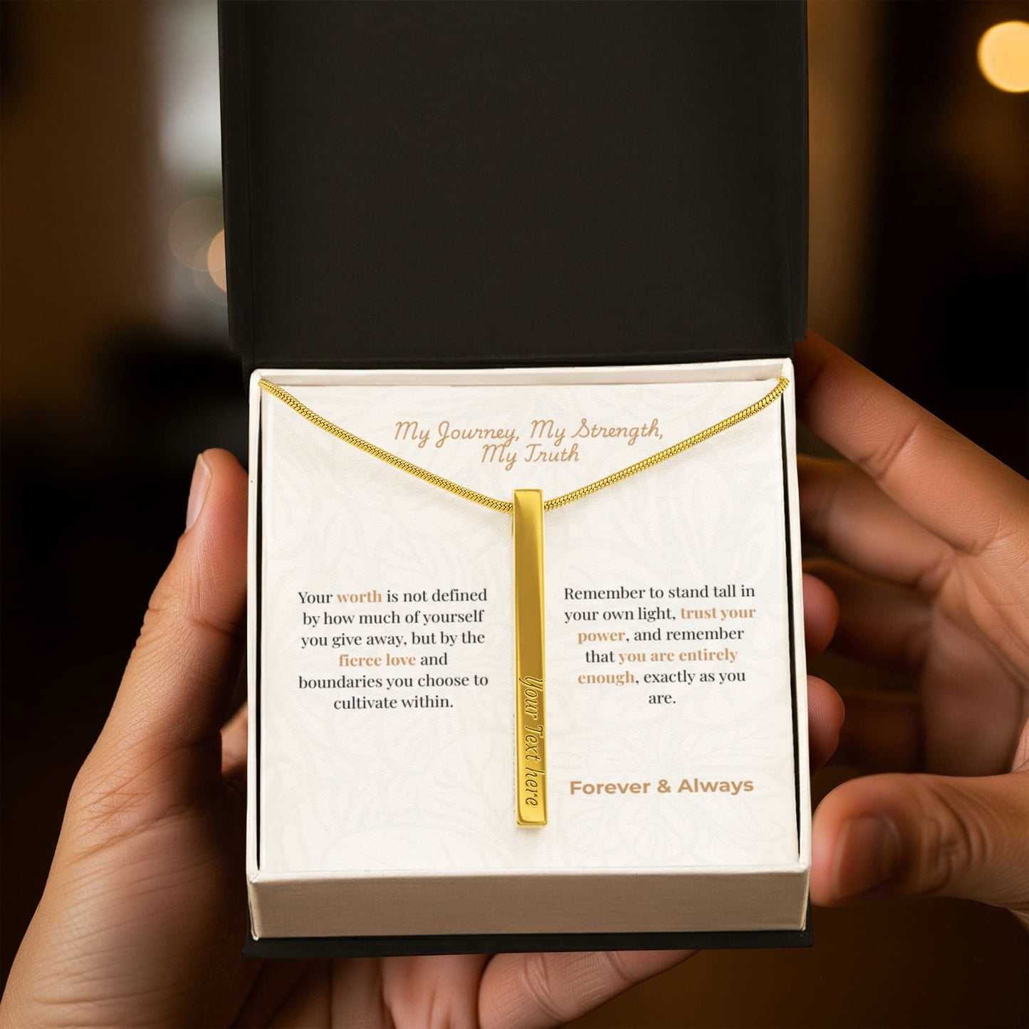 The "Self-Love Manifesto" Personalized Vertical Bar Necklace
