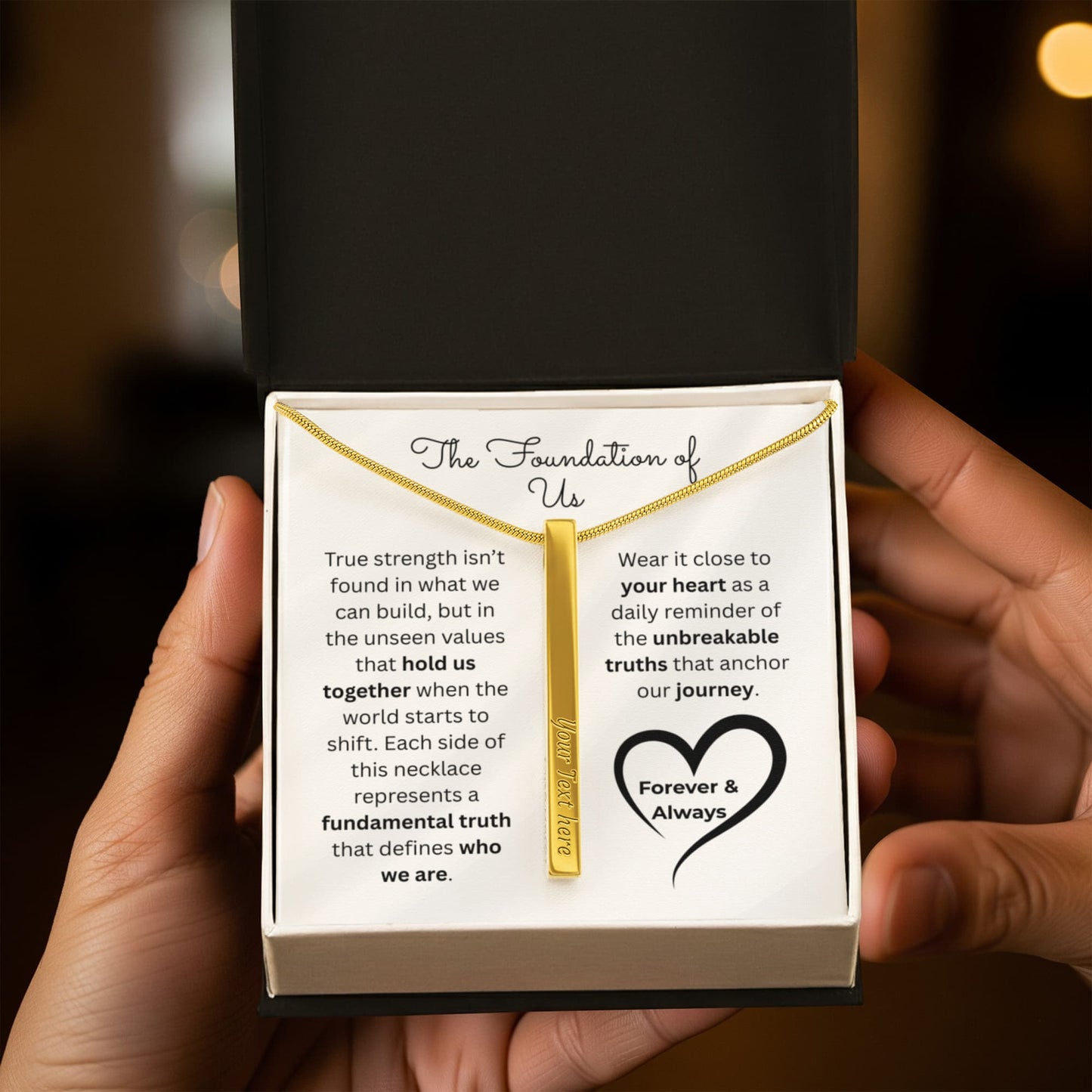 The "Four Pillars Vow" Personalized Vertical Stick Necklace