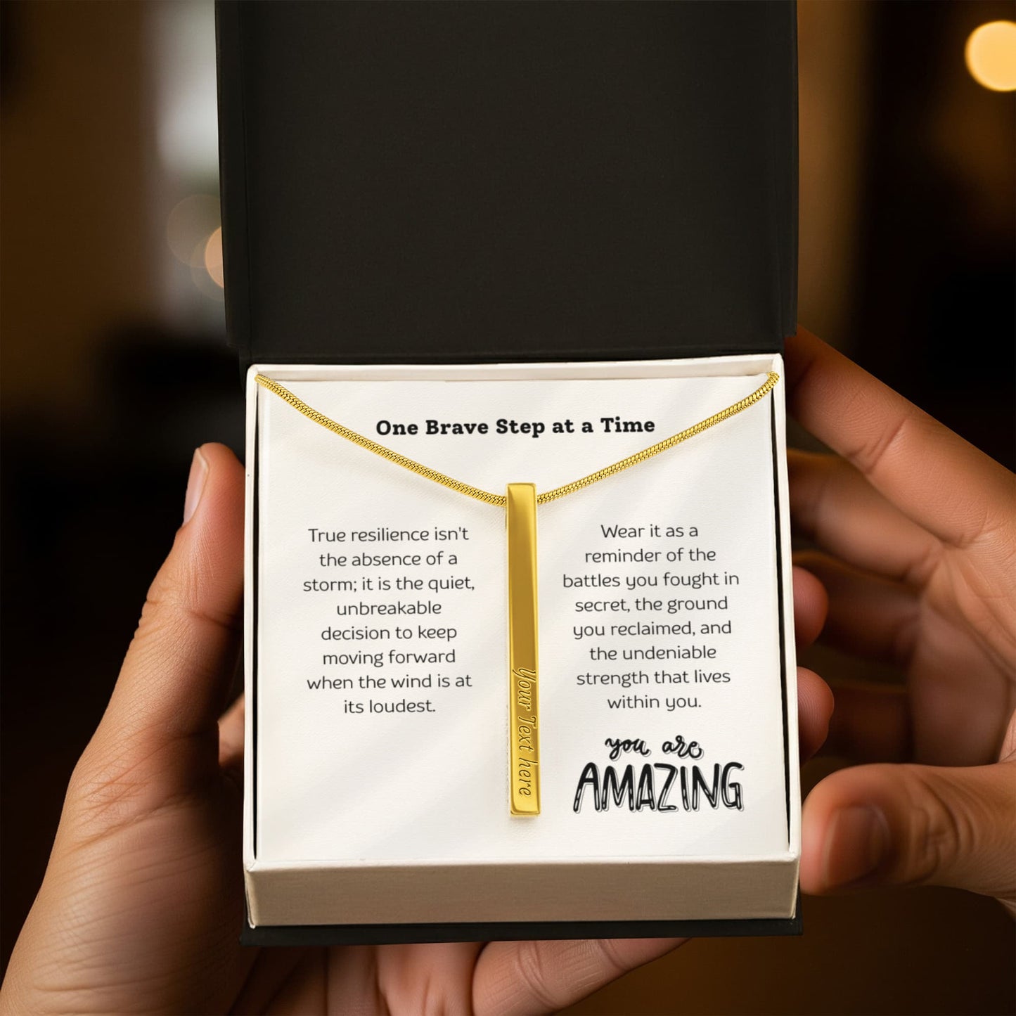 The "Recovery & Strength" Personalized Vertical Bar Necklace