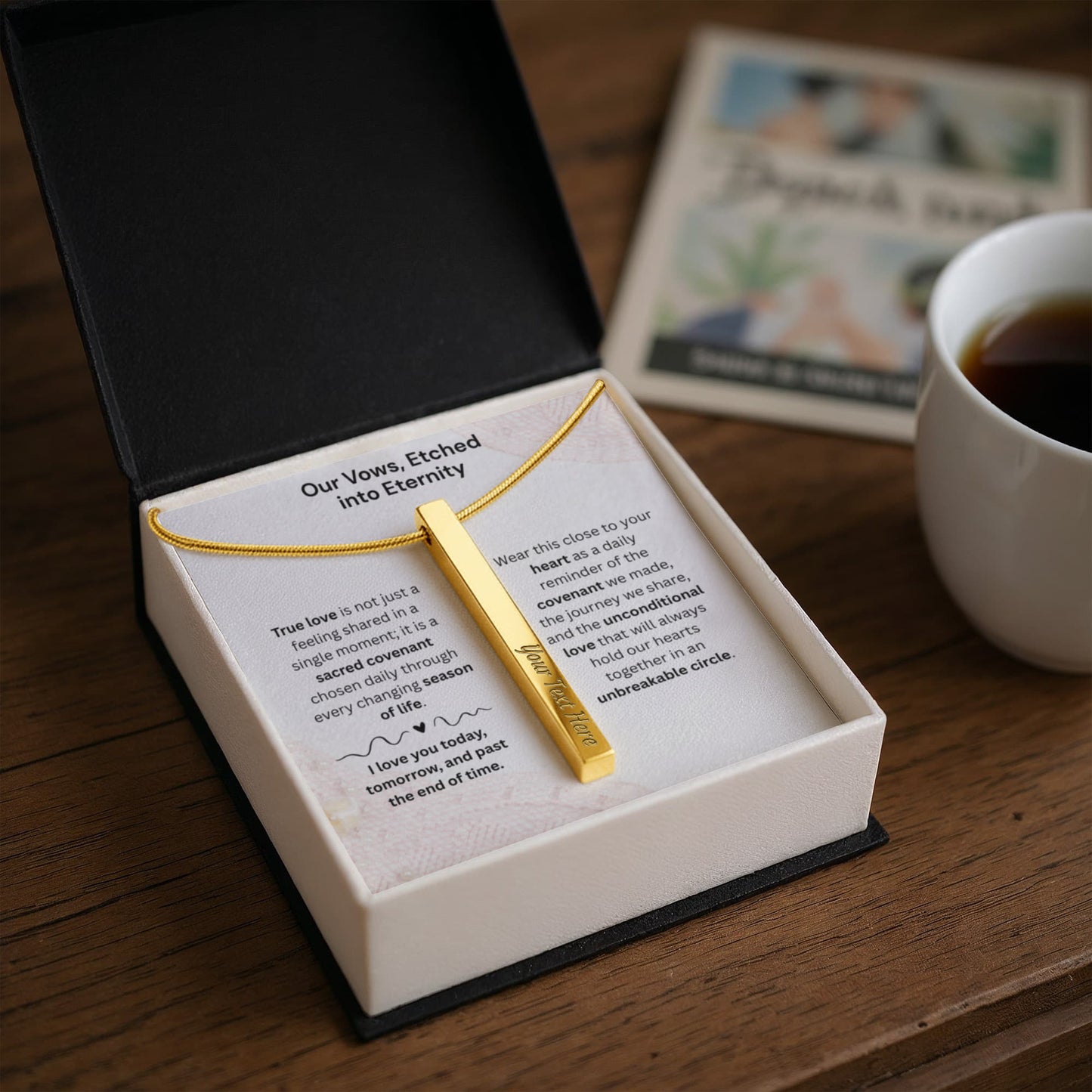 The "Modern Wedding Vow" Custom 4-Sided Anniversary Necklace