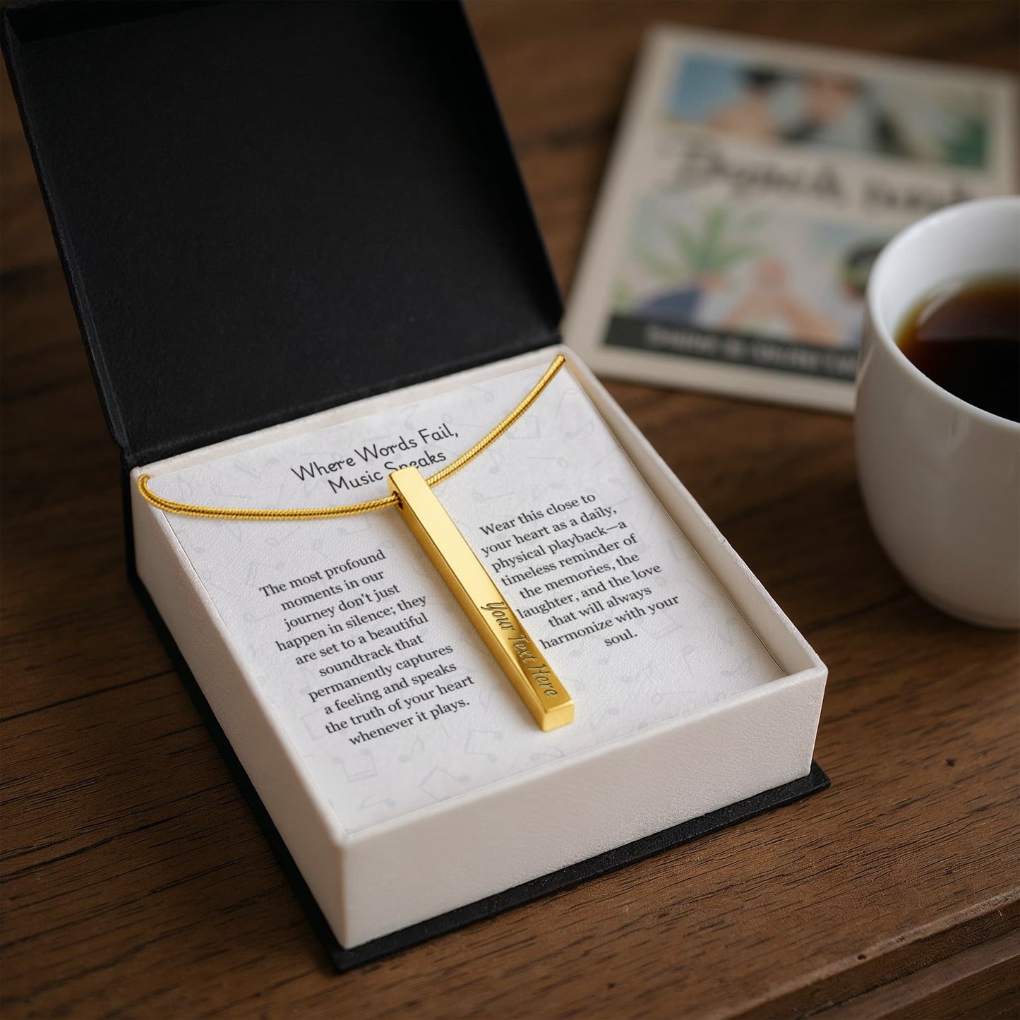 The "Song Lyrics" Custom 4-Sided Music Note Necklace