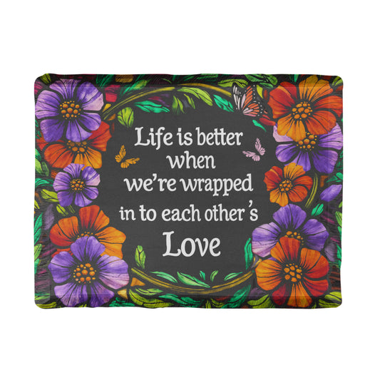 Love - Life is better - Printed Woven Blanket