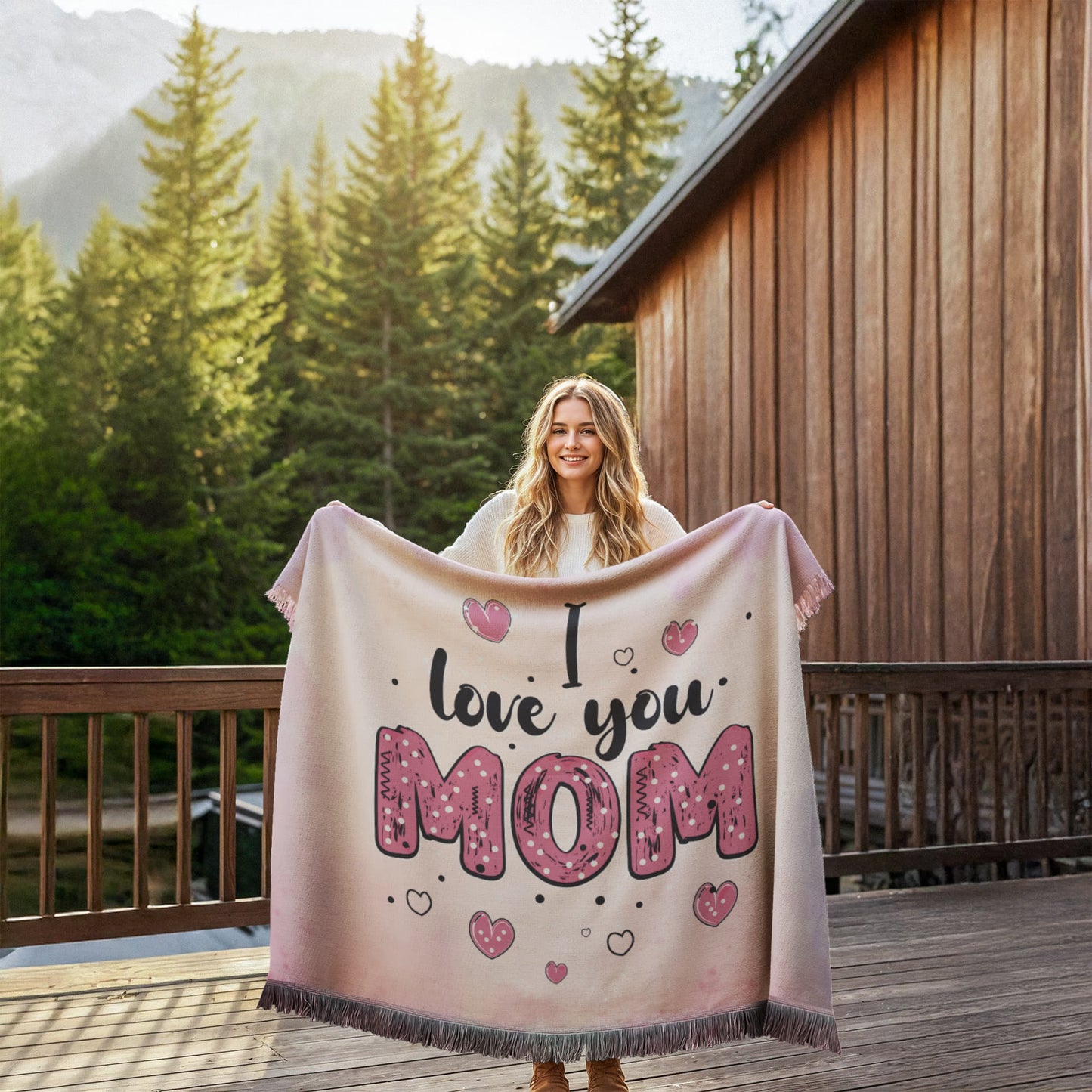 Mom - I love you - Printed Woven Blanket