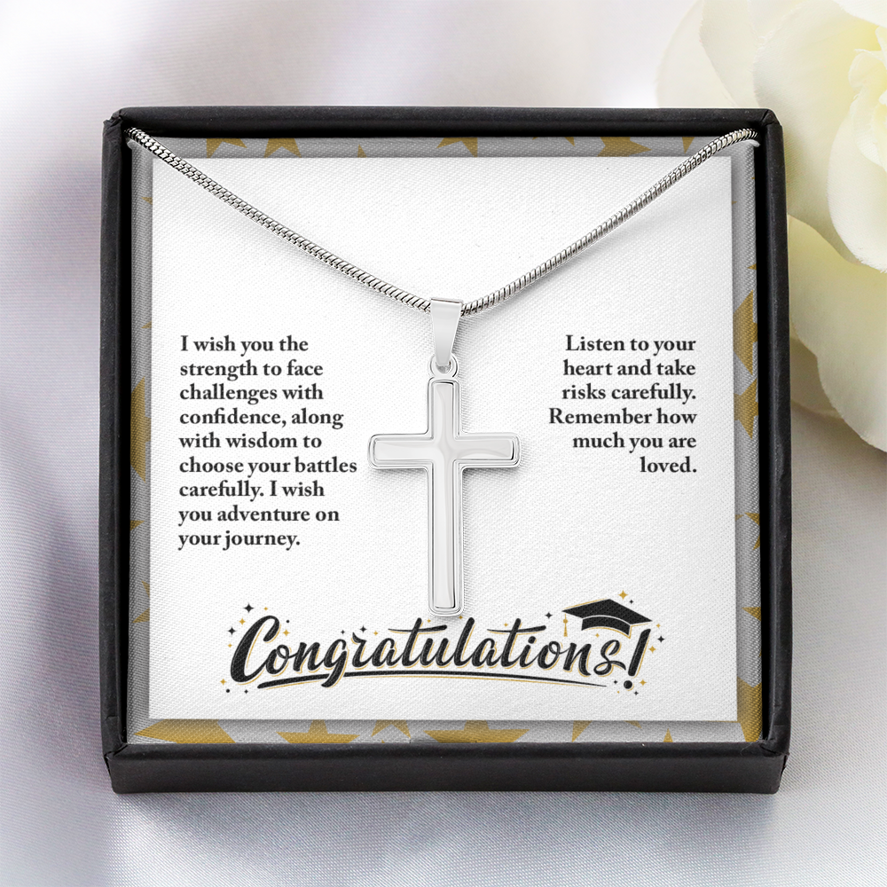 Graduation - I wish you the strength - Artisan Cross Necklace