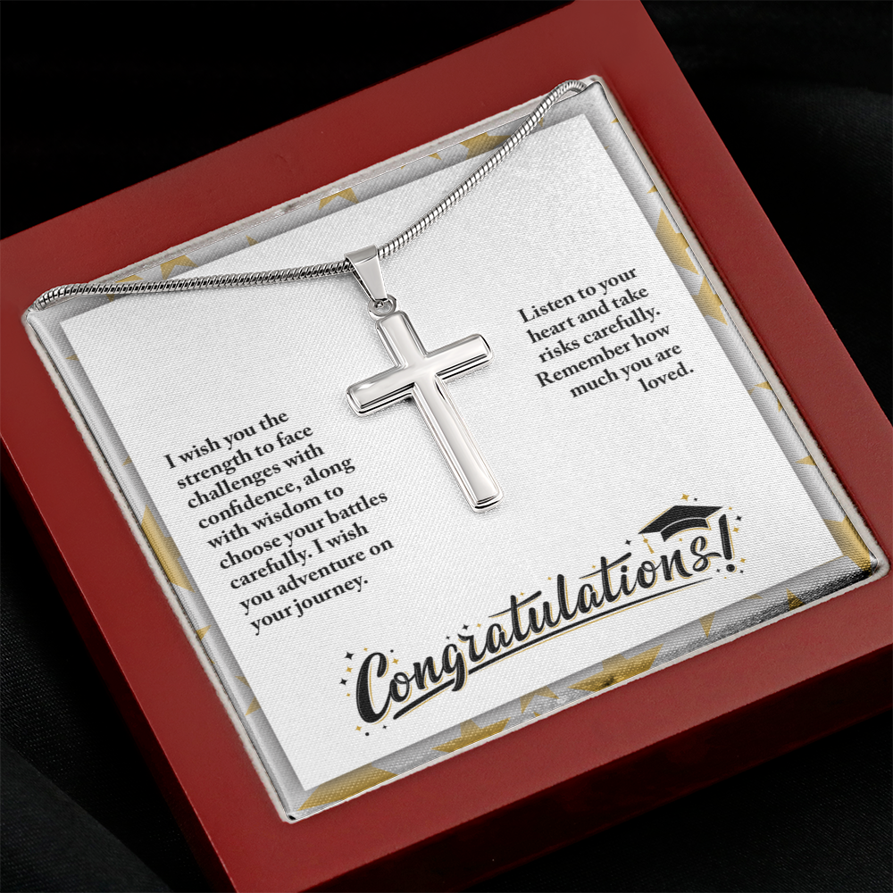 Graduation - I wish you the strength - Artisan Cross Necklace